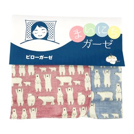 cluster Mainichi Soft and Fluffy Double Weave Cotton Gauze, Made in Japan (Set of 2, Pillow Gauze, 13.4X 35.4 inches, Hakuma Pink, Hakuma Light Blue)