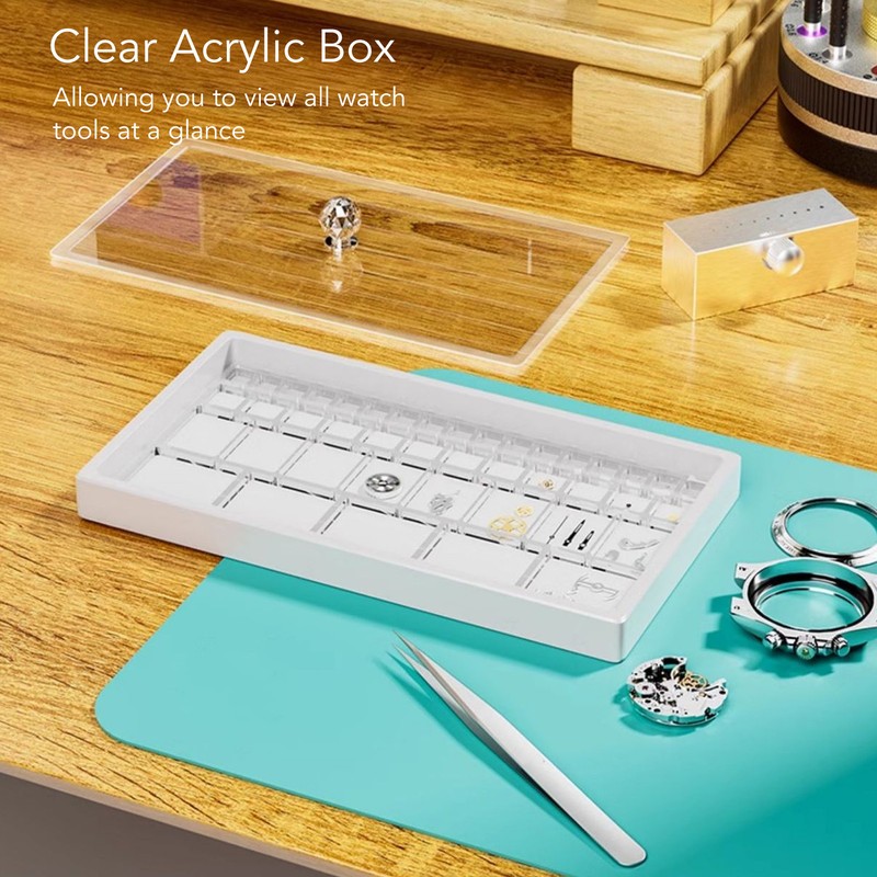 Watch Parts Storage Box Acrylic Dustproof Multi Compartments Watch Repair