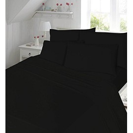 Thermal Flannelette Brushed Cotton Pillowcases Pair Plain (Black, Pillowcases Pair)