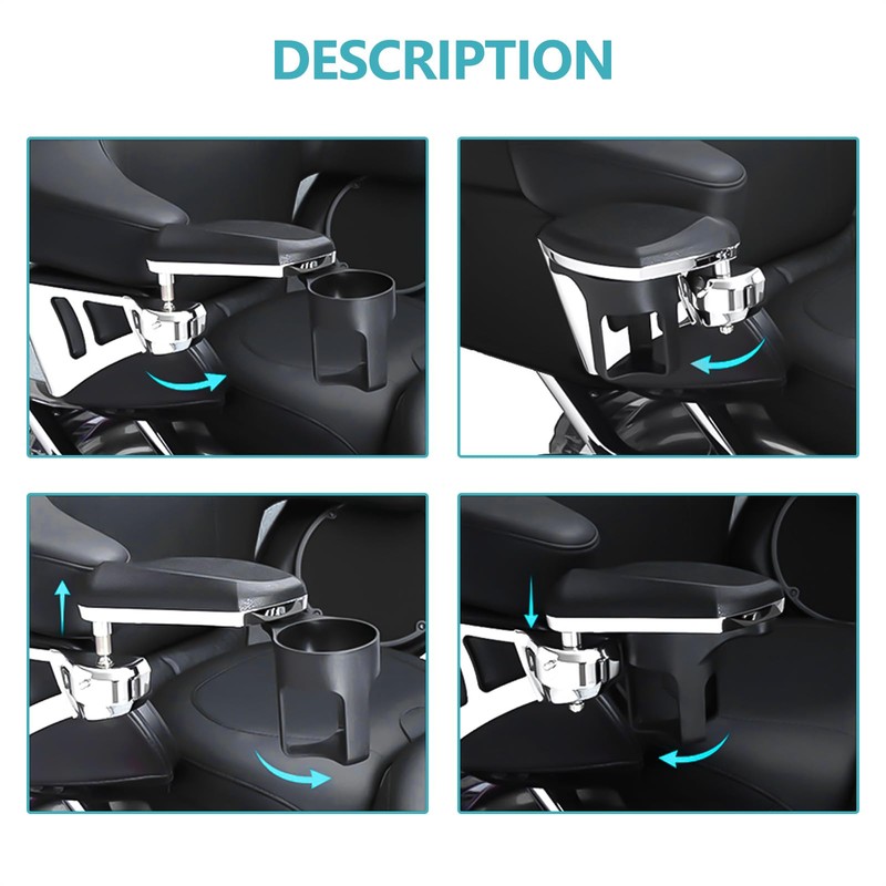 Drytuns Motorcycle Passenger Armrests Cup Holders for Harley Touring Models