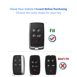 YHC Key Fob Cover Car Key Case Shell with Gold KeyChain fit Land Rover Vogue Range Discovery Rover Sport, White, Small