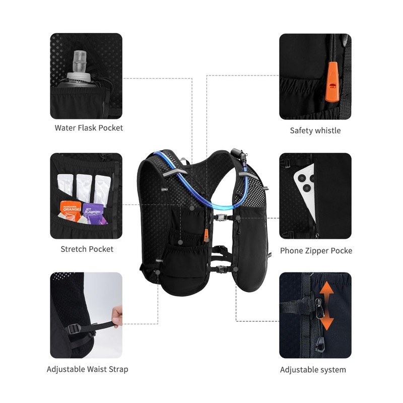 ECOHUB Lightweight Running Hydration Vest, Reflective Hydration Backpack with 2L