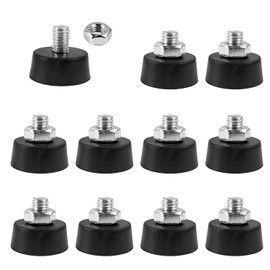 JIjzedL Pack of 10 Adjustable Rubber Feet, Screw-On Rubber Feet, M10 x 35 mm, Shock-Absorbing Rubber Feet, Rubber Base Screw Feet for Tables, Chairs, Cabinets, Machines (1)