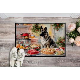 Caroline's Treasures DAC3857JMAT Norwegian Elkhound Christmas Cookies Doormat Front Door Mat Indoor Outdoor Rugs for Entryway, Non Slip Washable Low Pile, 24H X 36W