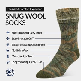 HikeCoz Merino Wool Socks for Men & Women Cozy Winter Socks with Anti-blister Cushioning and Moisture Control