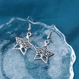Allereya Vintage Tree of Life Earrings Silver Star Drop Earrings Family Tree Earrings Dangle Star Earrings Jewellery for Women and Girls