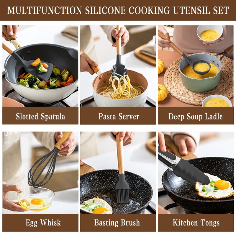 Umite Chef Kitchen Cooking Utensils Set, 33 pcs Non-stick Silicone