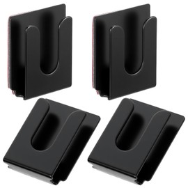 TIESOME 4Pcs Black Radio Microphone Hanger with Adhesive Back, CB Microphone Holder Metal Car Mic Hanger for Cars Vehicles Homes Offices (36 x 30 x 9 mm)