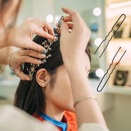 YINGFENG 330 Count U Shaped Hair Pins for Buns, YINGFENG 2.4 inch Bun Pins Black Hair Pins for Women Girls with Storage Box, Hair Accessories for All Hair Types