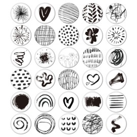 BIROYAL Set of 30 Fridge Magnets, Fridge Magnets, Decorative Magnets Funny Linear Art, 3D Magnets for Magnetic Board, Fridge Whiteboard, Kitchen, Pin Board, Office, Children and Adults (Round/30 mm)