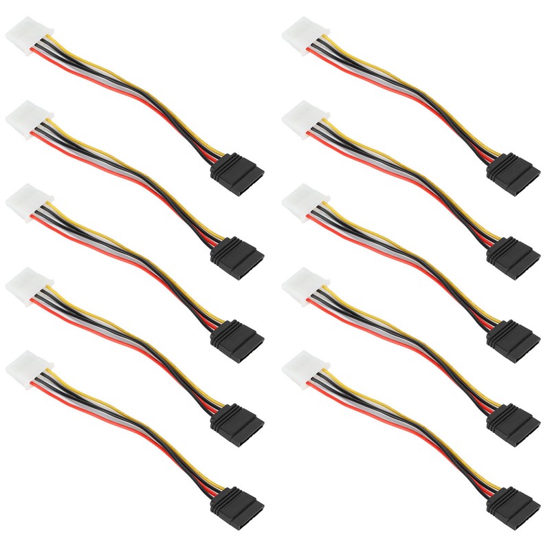 10 Pcs SATA Cables Big 4Pin to 15Pin IDESATA Power