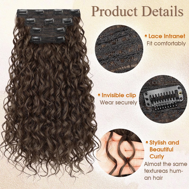 Curly Clip in Hair Extensions,4PCS 20 Inch 100％ Pure Protein