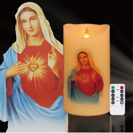 Religion Series LED Flameless Candles, Devotion Prayer，Religious Gift, Safe for Hospitals, Homes, Children, with Timer Remote Control, You can Enjoy and Dedicate More time! 6" x 3.2"