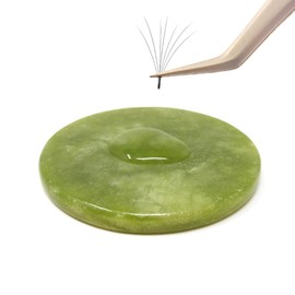 6PCS Round Jade Stone Fake Eye Lash Bases Stands Holders for Eyelash Extension