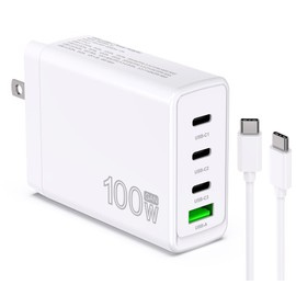 YOBVTBF 100W USB C Charger Block 4 Port Type C Charging GaN USB C Charger Compatible with MacBook Pro/Air iPad iPhone16/15/14/13 Pro Max Lenovo Hp Dell Asus Acer Galaxy S24/S23 Fast Wall Power Adapter