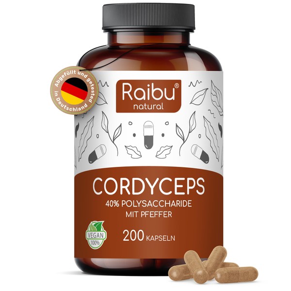 Cordyceps Capsules High Dose - 200 Capsules with 2100 mg