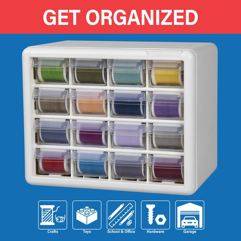 Akro-Mils 16-Drawer Plastic Drawer Storage Cabinet for Garage Organization, Beads,
