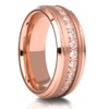 OVIEDO JEWELRY Rose Gold Wedding Ring,White CZ Band,Anniversary,Engagement Ring,Tungsten Carbide,Unique,Man's