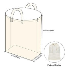 3 Pcs Breathable Canvas Laundry Drawstring Bags with Carrying Handles, Laundry Hamper Liner Bags, Big Size, Cotton Hamper Replacement Liner, Laundry Basket Liner