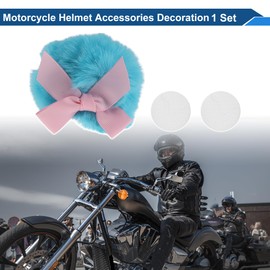 Hihaha Motorcycle Helmet Accessories Decoration Bow Tail for Motorcycle Bicycle Skiing Helmets Cyan Blue Plush Stickers 1 Set