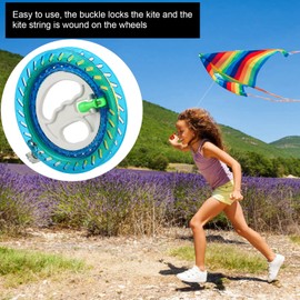 Agatige Kite Reel, 7.1-inch Lightweight ABS Kite Line Winder with 200M/656.2ft Line Lockable Blue Handle Hollow Design for Smooth Rotation Outdoor Kite Flying Accessories for Kids Adults