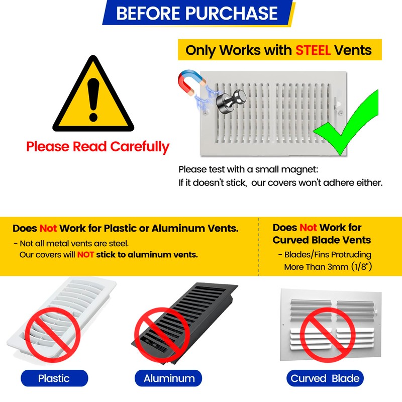 Seatern Magnetic Vent Covers, Extra Strong Magnets, 8" x 15.5"