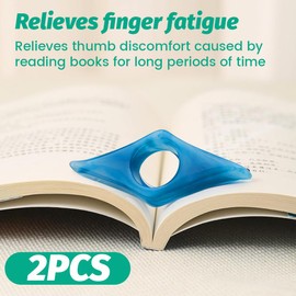 AFCJLTO Pack of 2 Thumb Ring Page Holder, Book Page Holder, Book Holder, Thumb Bookmark, Transparent Book Opener, Reading Accessories, Book Page Holder Made of Resin for Teachers, Book Lovers (Blue