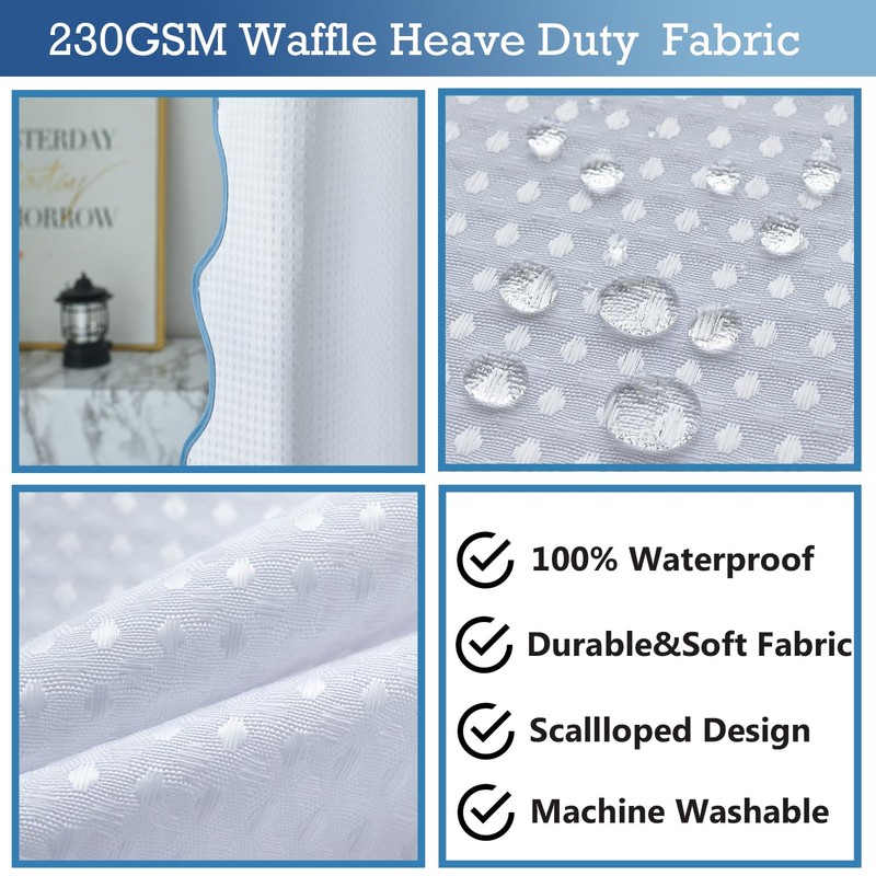 youngseahome Waffle Weave 230GSM Heavy Duty Fabric with Water Blue