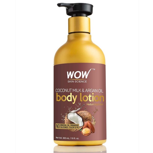 WOW Coconut Milk & Argan Oil (Medium Hydration) - Moisturizing Body Lotion For Women, Men, Teens - Enhanced Skin Care To Soothe Dry, Itchy, Sensitive Skin With Nourishing Vitamins & Nutrients - 300ml
