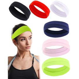 KGDUYC Pack of 6 Sports Headbands for Women - Non-Slip Hair Band Sporty Headband, Moisture Wicking Sweatband Hair Bands for Yoga, Running, Cycling