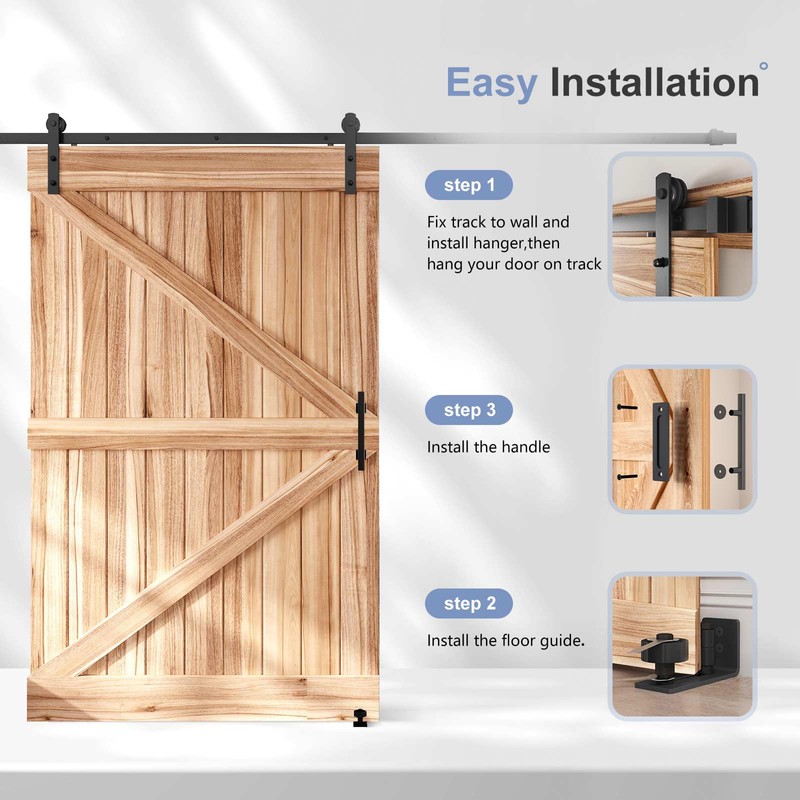 EaseLife 12 FT Sliding Barn Door Track and Handle Hardware