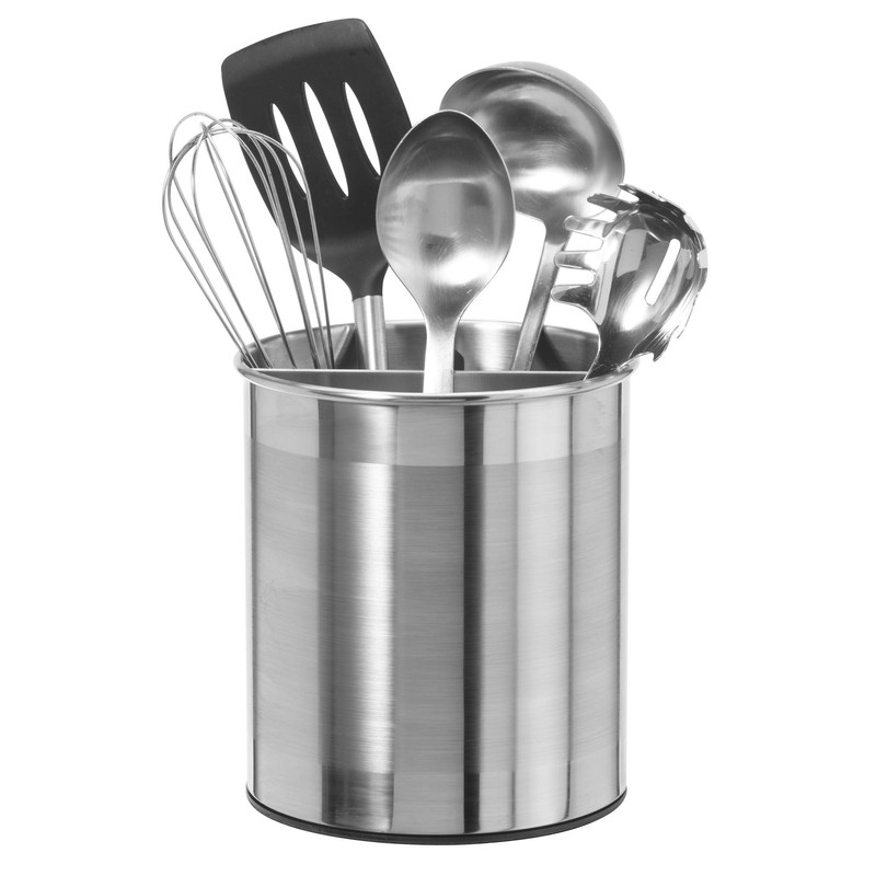 Oggi Jumbo Stainless Steel Rotating Utensil Holder with Removable Divider