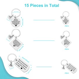 Xiahuyu 15 Pcs Thank You Gifts Keychain Bulk Employee Appreciation Gifts Make a Difference Gift for Staff Employee Coworker Thank You Gift for Nurse Doctor Teacher Mentor Coach Social Worker