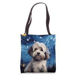 Havanese Dog Starry Night Van Gogh Art Lover Tote Bag