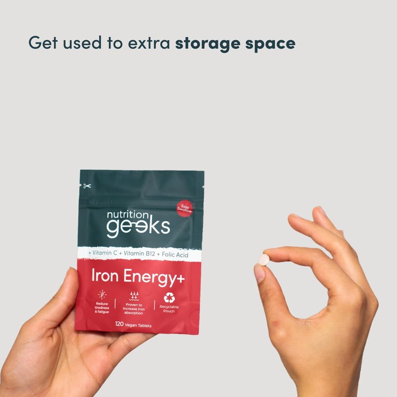 Iron Tablets High Strength - Energy Tablets with Vitamin C,