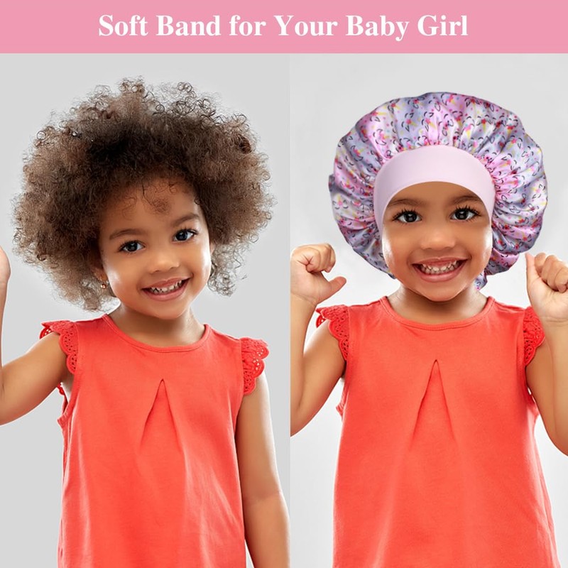 3pcs Satin Bonnets for Kids Sleeping, Cute Hair Bonnet with