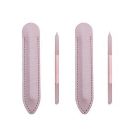 OYWOBET 2 Pcs Transparent Pink Glass Cuticle Pusher Tool with Pink Leather Case, Sassy Tip Cuticle Pusher Pen for Precision Filing Nail Salons Home