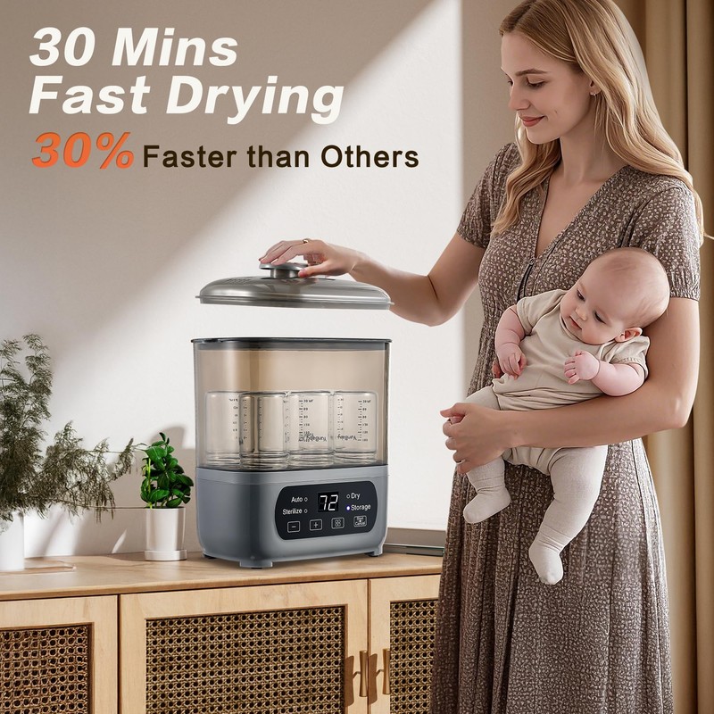 AMZBABYCHEF 4-in-1 Baby Bottle Steamer and Dryer, Electric Steamer with