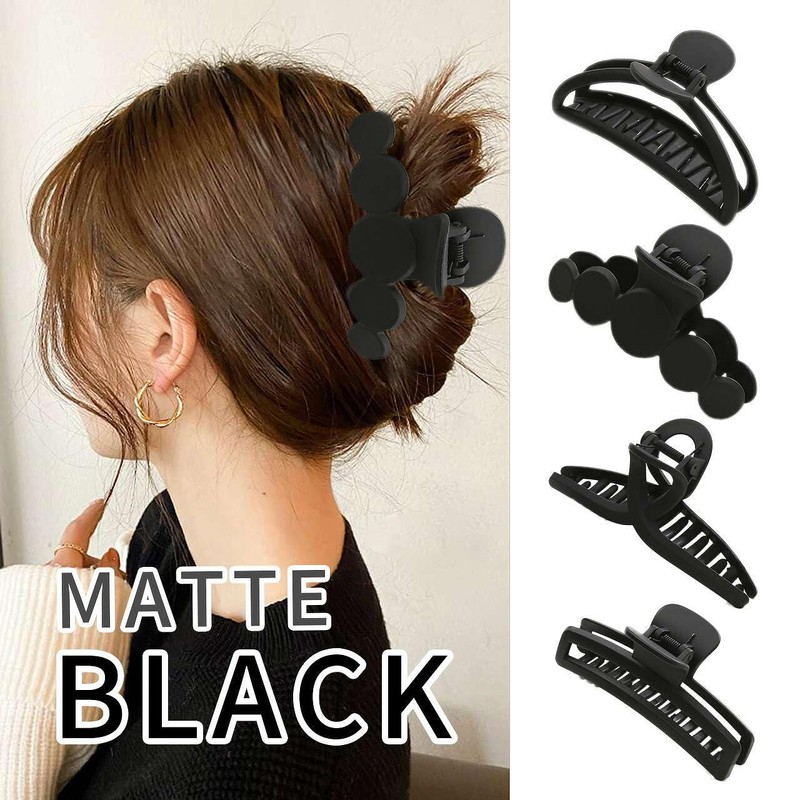 [Shomty] ヘアクリップ 大きめ 黒 ブラック シンプル バンスクリップ バナナクリップ 大きめしっかり 髪留め