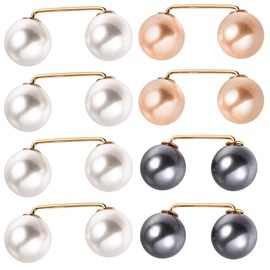 Women's Brooches, 8 Pieces Artificial Pearl Brooch, Pearl Brooch Women's Collar Clip Brooches Clips, Faux Pearl Brooch Cardigan, Clip, Scarf Clip, Neckline, Double Headed Pearl Brooch