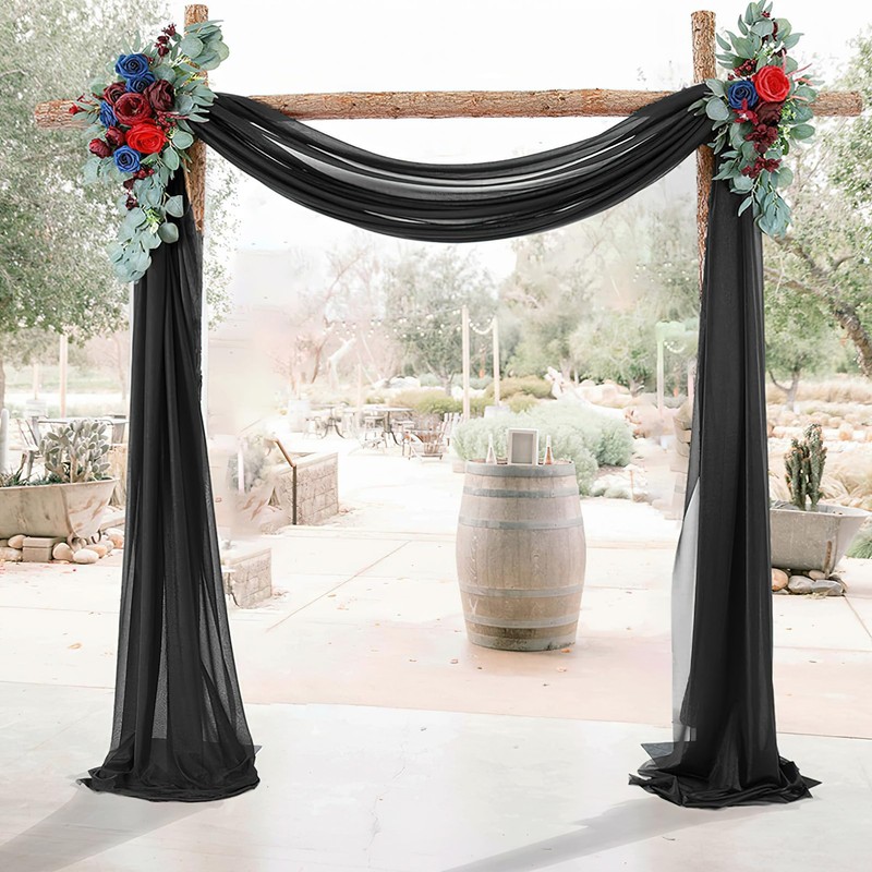 Black Backdrop Curtain Chiffon Drapes 2.5ft x 20ft Wedding Arch