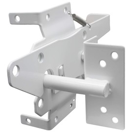 Jake Sales - Stainless Steel Gate Latch White (for Vinyl, Wood, PVC etc Fencing) Fence Gate Latch w/Mount Hardware - Gate Latches has a 90 Degree Bracket for a Positive Latch to Gate Connection