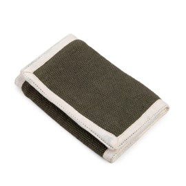 Freakmandu Collections - Vegan Men and Women Slim Bifold Wallet - 100% Cotton - Made in Nepal, Green, Eco-friendly Vegan