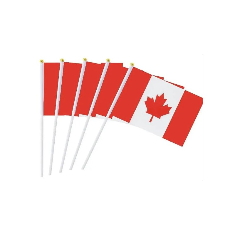 Mini Canada Flags 5.5" x 8.25" Pack of 10 Plastic