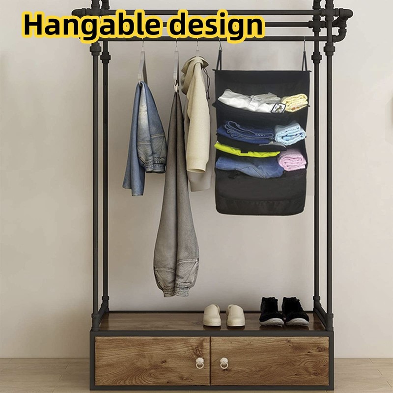 Jaugufiy Multi-layer Hanging Closet Storage Bag Hanging Travel Shelves Suitcase