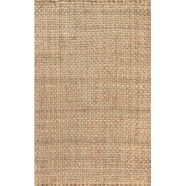 JONATHAN Y NFR102A-5 Estera Hand Woven Boucle Chunky Jute Indoor Area Rug Bohemian Farmhouse Easy Cleaning Bedroom Kitchen Living Room Non Shedding, 5 X 8, Natural Color