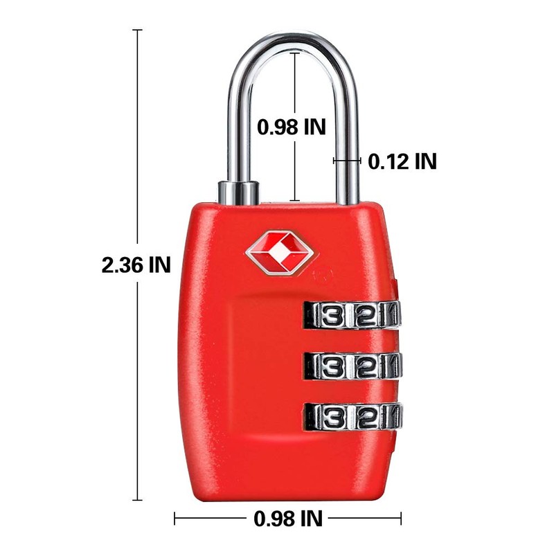 TSA Luggage Locks (4Pack) - 3 Digit Combination Padlocks -