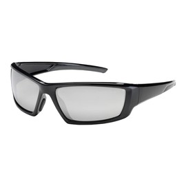 PIP 250-47-0005 Sunburst Full Frame Safety Glasses with Silver Mirror Plus Lens and Anti-Scratch/Anti-Reflective Coating, Black (Pack of 6)