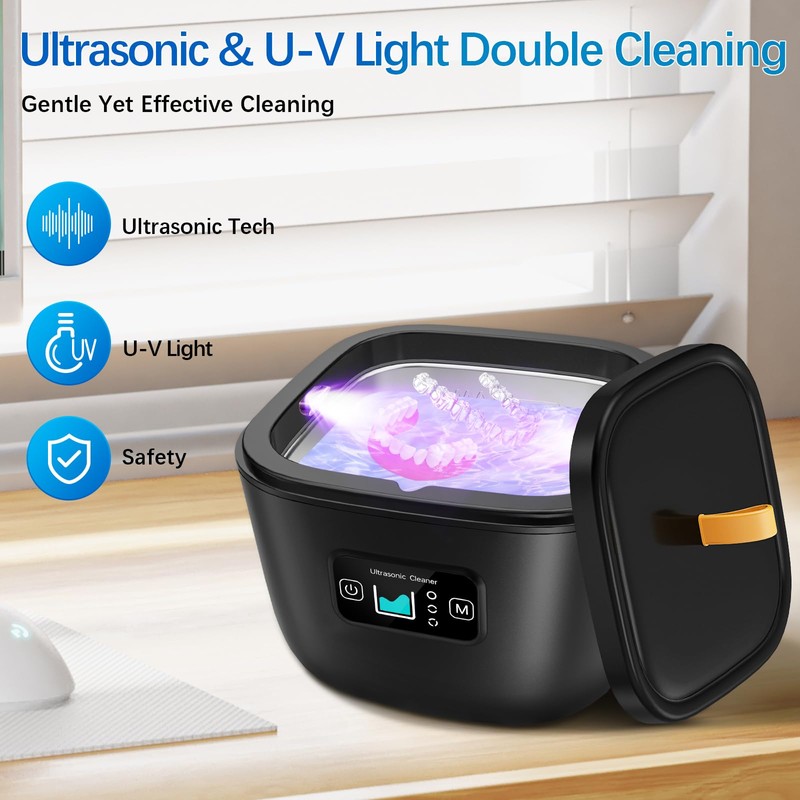 Retainer Cleaner Machine - Raccomb 45kHz LED Light Cleaner for