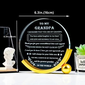 YWHL Grandpa Gifts from Granddaughter Grandson Birthday Gifts for Grandpa Crystal Keepsake Best Gifts Idea for Grandfather on Fathers Day Christmas Thanksgiving from Grandchildren